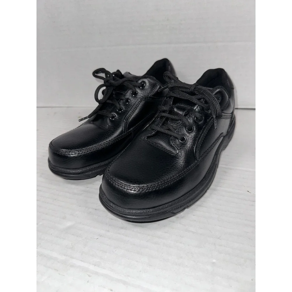 Rockport Mens 8.5 XW Black Leather‎ Walking Shoes Lace Up Padded Collar RP7210